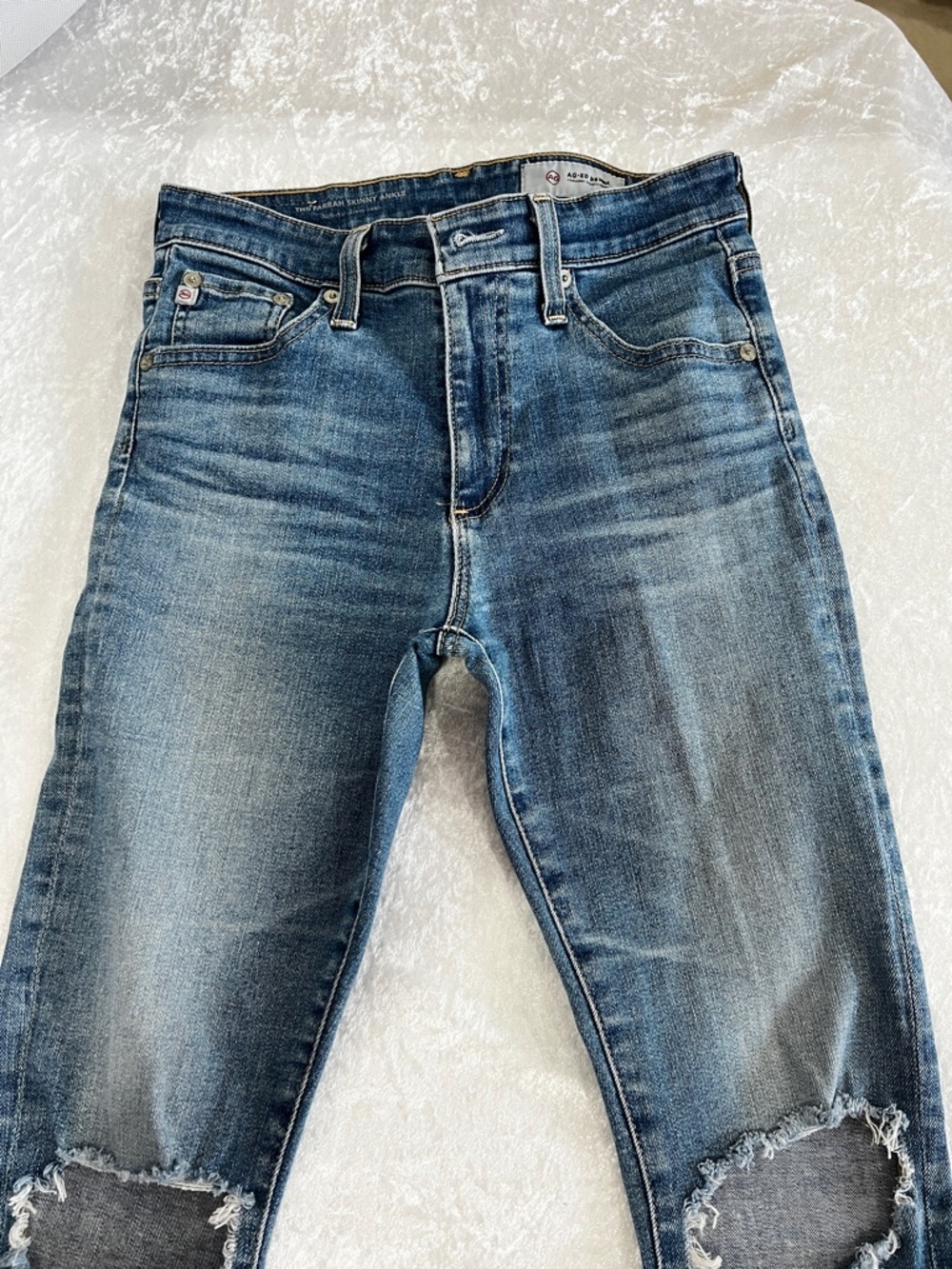 AG Adriano Goldschmied Farrah Skinny Ankle Denim Jeans Size 26R Distressed Raw - Picture 7 of 15